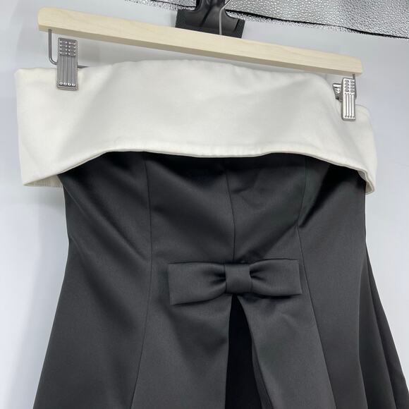 Lovers and Friends | NWT Ione Mini Dress in Black & Ivory Satin Tuxedo Bow S - Picture 5 of 10